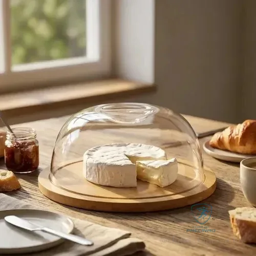 Queijeira De Bambu Com Tampa De Acrílico Pítia Para Queijo E Frios