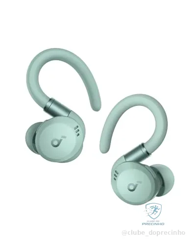 soundcore Sport X20 da Anker, Fone de Ouvido Bluetooth Sem Fio, Fone esportivo, ANC Adaptativo, Ganchos Ajustáveis, Graves Intensos, À Prova de Suor e Poeira, IP68, 48H de Reprodução, TWS, Verde