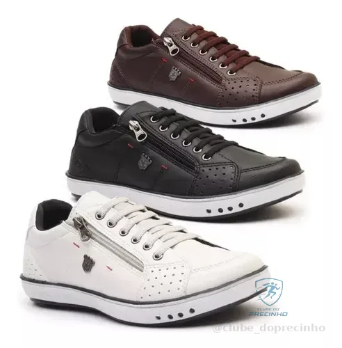 Combo 3 Sapatênis  Macio Zíper Calce Facil Conforto Leve
