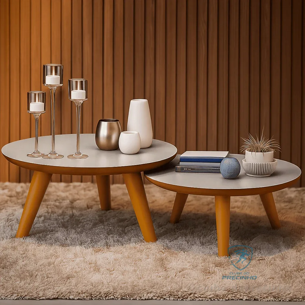 Duas Mesas De Centro Redonda Com Pés Plástico PVC Caramelo P/ Sala De Estar Decorativa Modernic Shopee