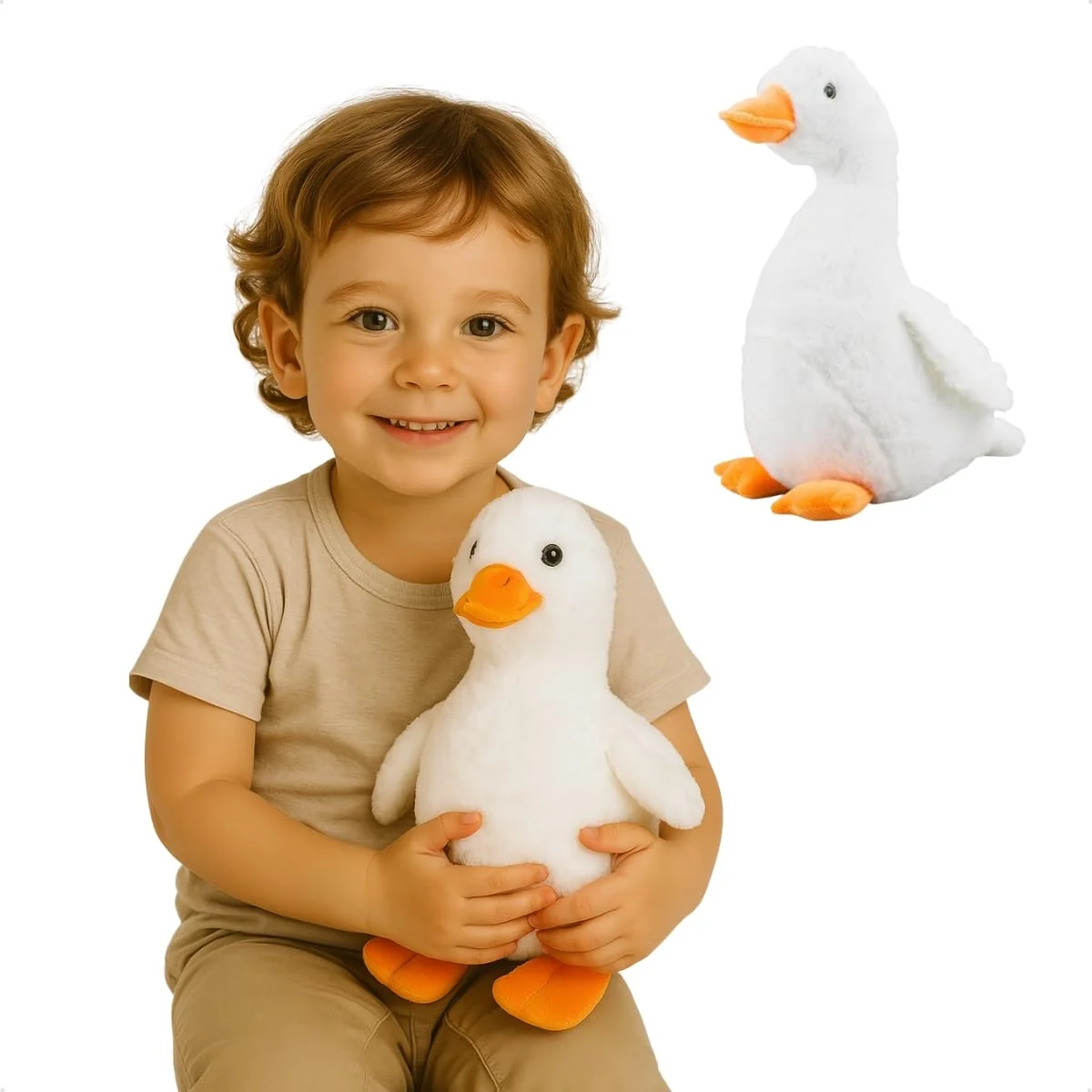 Boneco de Pelúcia Pato Branco 27cm Antialérgico Fofinho Presente Macio Pelúcia antialérgica fofinha criança Brinquedo Pato peludinho Pelúcia Infantil Presente dia das crianças Natal Ano Novo