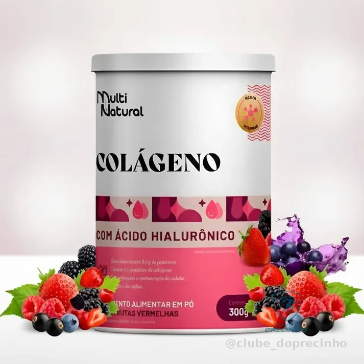 Colágeno Com Ácido Hialurônico Pele Cabelo e Unhas Pote 300g Frutas Vermelhas - Multi Natural Shopee