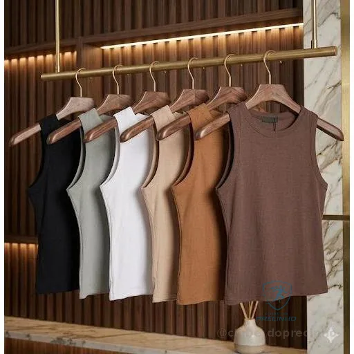 KIT 3 Regatas Blusa Feminina Suplex Duplo Básica Lisa Blogueira Tendencia Shopee