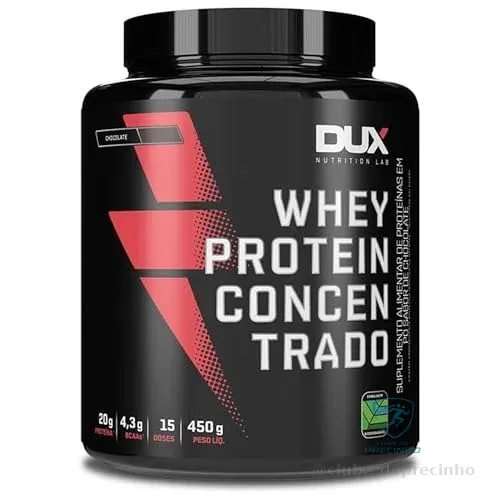 Whey Protein Concentrado Chocolate Pote 450g – Contribui para o Ganho Muscular Hipertrofia – Dux Human Health