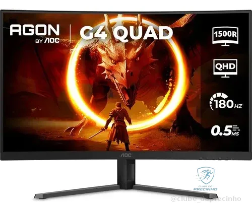 Monitor Gamer Curvo Aoc Agon Quad 32 180hz 0,5ms Cq32g4e Preto 127/220v