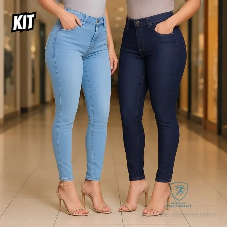 Kit 2 Calça Jeans Feminina Cintura Alta Com Lycra Mercado Livre