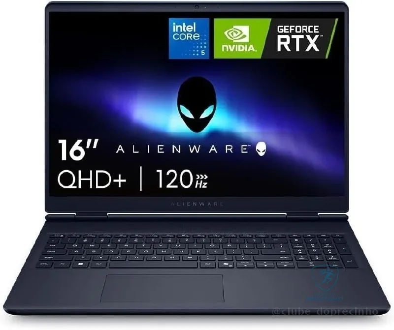 Notebook Gamer Alienware 16 Aurora AC16250, 16" WQXGA (2560 x 1600), Intel Core 5 210H, 16GB RAM, 512GB SSD, NVIDIA RTX 4050 6GB, Windows 11 Home, Azul Escuro