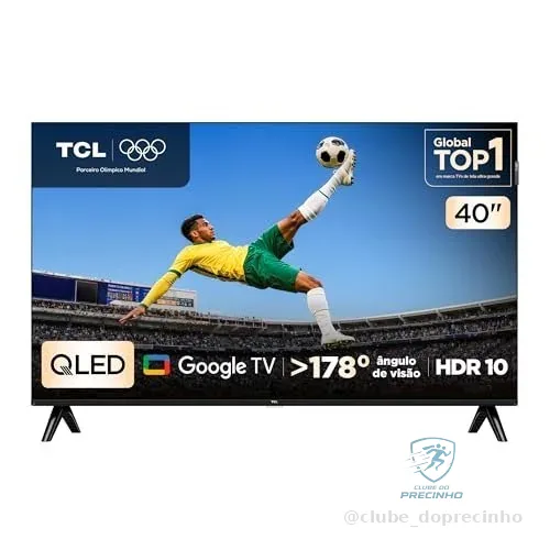 TCL, Smart TV, 40 Polegadas, HD QLED, WiFi, Bluetooth, Google TV, 2 HDMI, HDR10, Dolby Audio, 40S5K