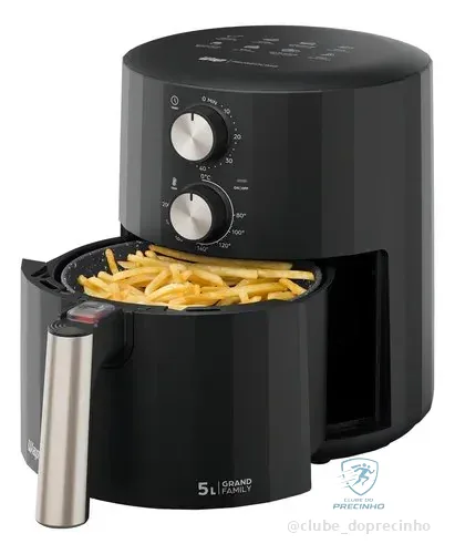 Fritadeira Elétrica Antiaderente Wap Air Fryer Grand Family 5 Litros 1500w Preto/cinza 127v