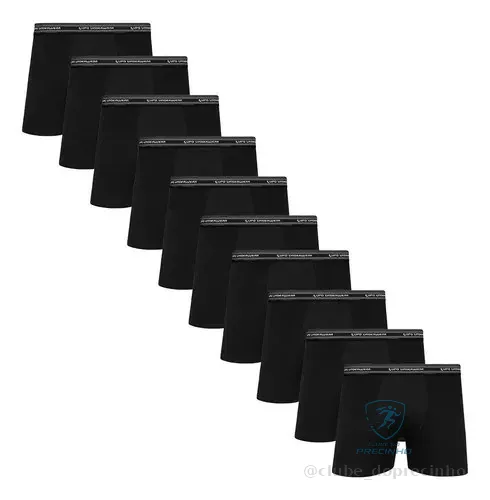 Kit Com 10 Cuecas Boxer Algodão Adulto Lupo