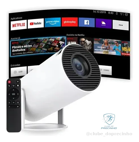 Projetor Portátil 4k Hd Android 11.0 Smart Wifi 5g Bluetooth Branco 127/220v