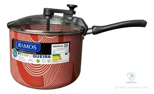 Pipoqueira Ramos 4,5l Vermelha Antiaderente Vermelho
