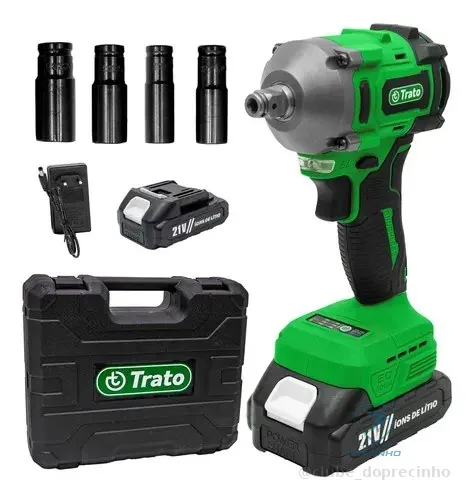 Chave De Impacto A Bateria Verde 21v Portatil Sem Fio Tch21 Trato 24v 60 Hz