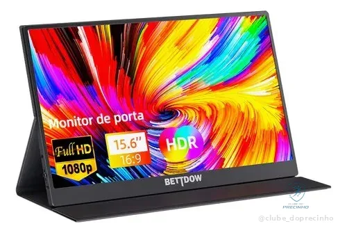 Monitor Portátil Gamer Bettdow 15.6'' Full Hd 60hz Ips Compatível 4k Preto 127/220v