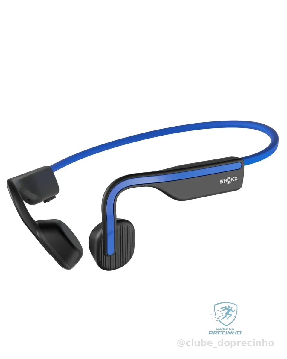 SHOKZ OpenMove – Fones de ouvido esportivos Bluetooth abertos, fones de ouvido sem fio de condução óssea, à prova de suor para corrida e exercícios, com pacote de adesivos (azul)