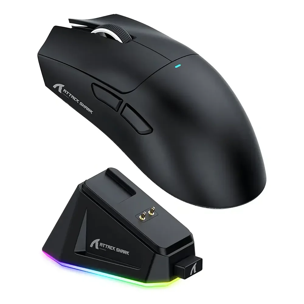Mouse Gamer Sem Fio 2.4g Attack Shark 22000dpi Paw3311 X11 Cor Preto