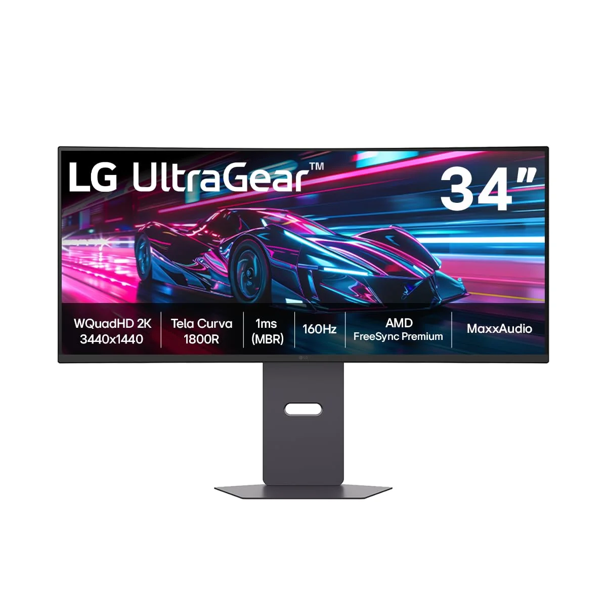 Monitor Gamer LG UltraGear™ Curvo 34G600A-B 34" QuadHD 2K, UltraWide 1800R, 160Hz, 1ms (MBR), AMD FreeSync™ Premium, HDR10, MaxxAudio
