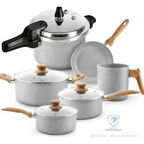Jogo De Panelas Antiaderente Cerâmica Brinox Panela Pressão Cinza