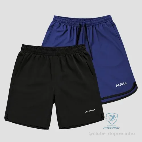 Kit 2 Bermudas Basic Masculinas Dry Academia Alpha