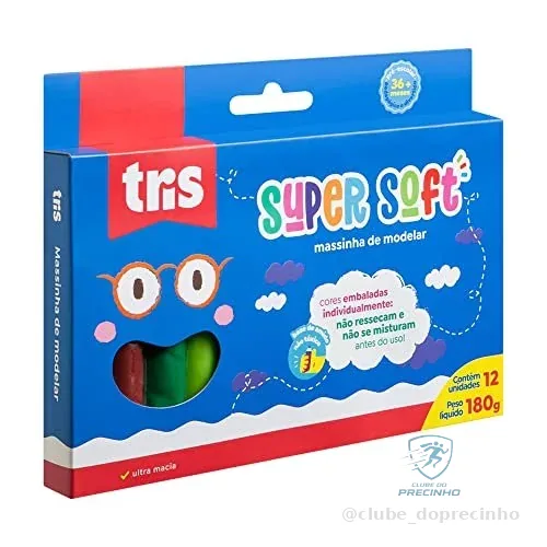 Massa Modelar, Tris, Multicor, 1 pacote com 12 massas