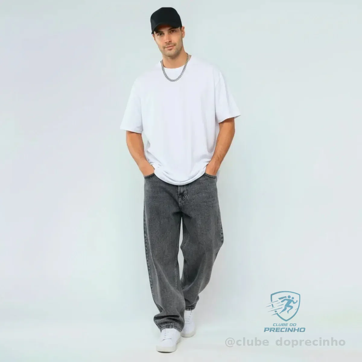 Calça Jeans Baggy Balão Streetwear Cinza Estonada Mercado Livre