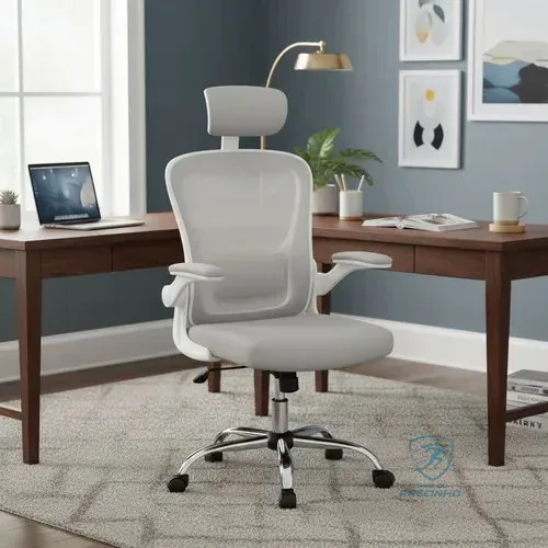 Cadeira De Escritório Ergonômica Giratória Boston G100 Com Estofado Mesh Luvinco Com Ajuste Lombar Cinza Malha