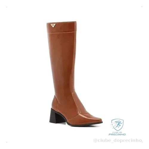 Bota Feminina Cano Alto Bico Fino Salto Confortável Lisa