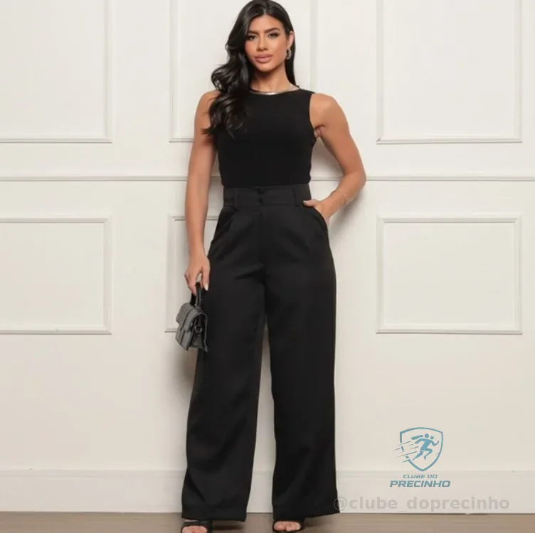 Calça Feminina Alfaiataria Reta Social Cintura Alta Elegante Mercado Livre