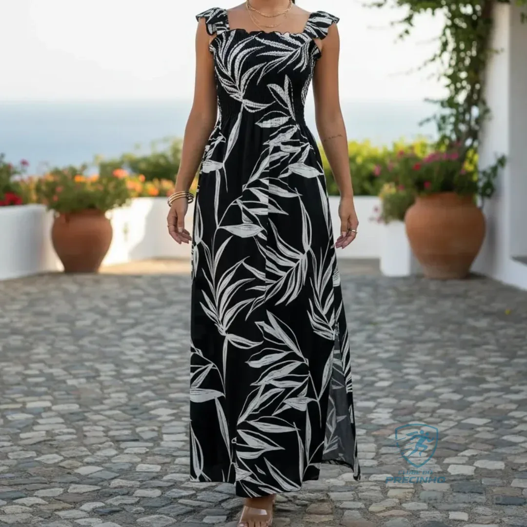 Vestido Longo Feminino Casual Lastex Alcinha Fenda Mercado Livre