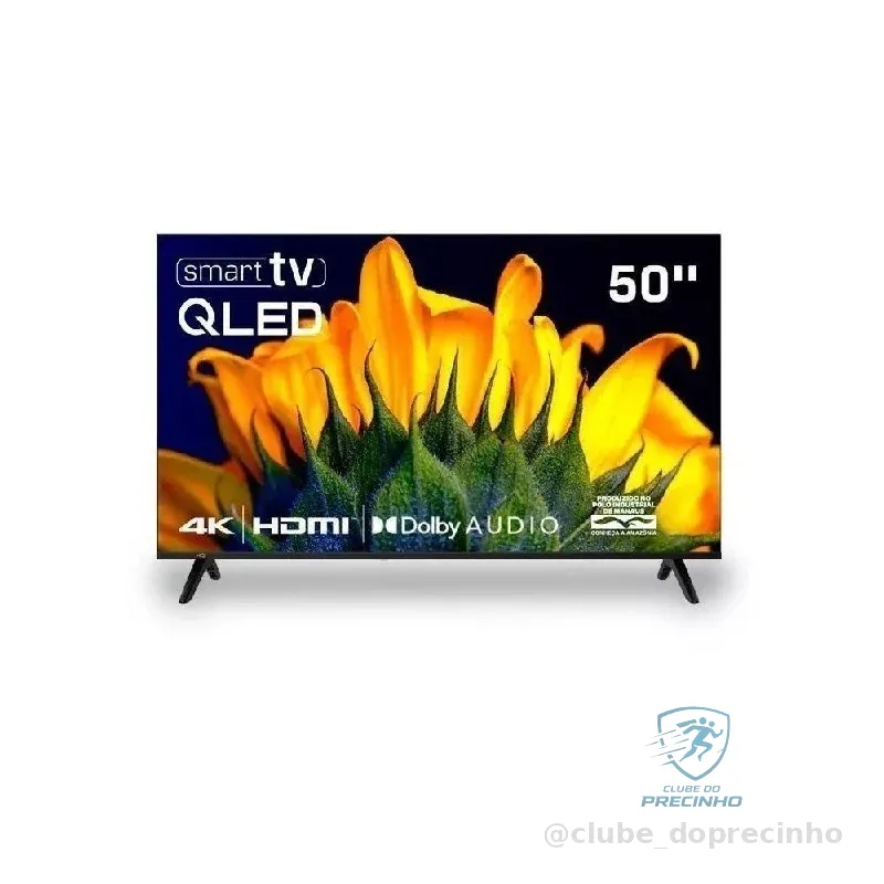 Smart TV HQ QLED 50 Polegadas HQ-QLED50SM 4K Wi-Fi Bluetooth, Dolby Audio, Apps, Netflix, YouTube e Prime Video, 3 HDMI