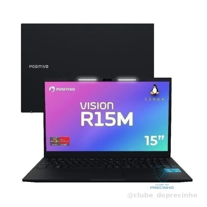 Notebook Vision R15M AMD Ryzen 5-5625U Linux 16GB RAM 512GB SSD Wi-Fi 6 15” IPS