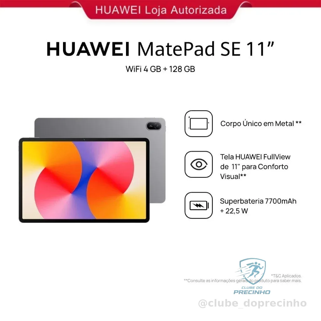HUAWEI MatePad SE 11" | Tablet | Design de Corpo Único em Metal | 7700 mAh + Superbateria de 22,5 W