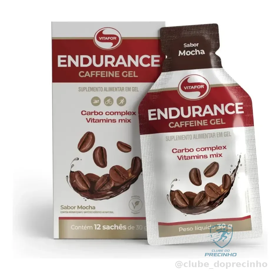 Gel De Cafeína Vitafor Endurance Sabor Moca Para Esporte Com 12 Sachês