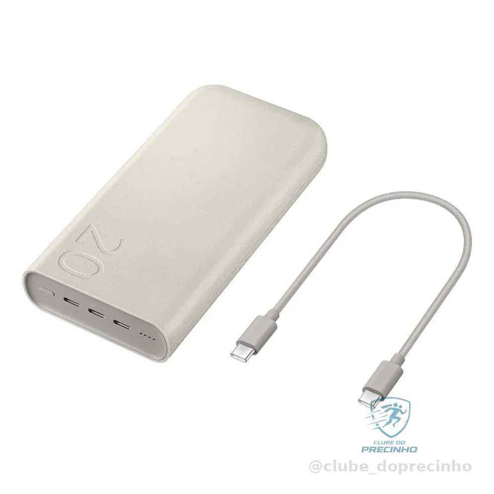 Carregador Portatil Samsung 3x USB-C 20000mAh Super Rapida 45W - Bege