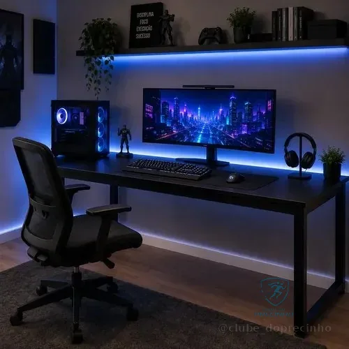 Mesa Para Pc Gamer Industrial 150cm Com Estrutura Em Aço Preto