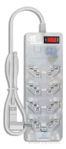 Filtro De Linha Clamper Energia 8 Tomadas Bivolt, Com Dps E Proteção Lcf Transparente 127/220v