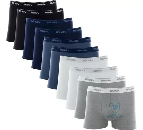 Kit Com 10 Cuecas Boxer Algodão Cotton Masculina Adulto Mash