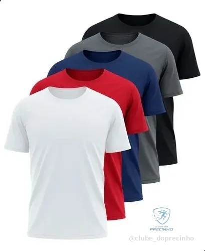 Kit 5 Camisetas Básicas Masculina Dry Fit Lisa Tradicional  Variado Gg