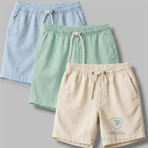 Kit 3 Shorts Masculino Bermuda Linho Verão Envio Imediato