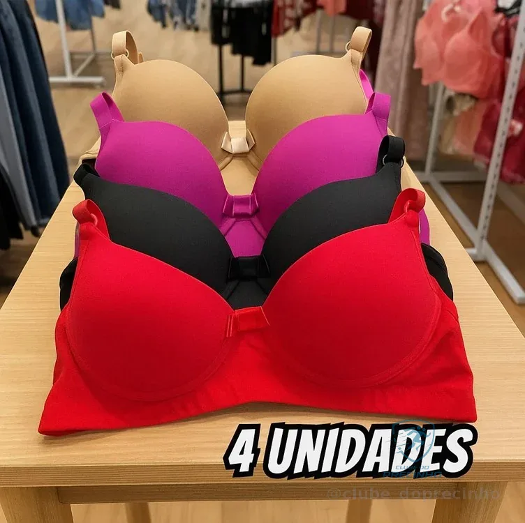 Kit 4 Sutiãs Com Bojo Alça Reforçada Cores Lisas Revenda Mercado Livre