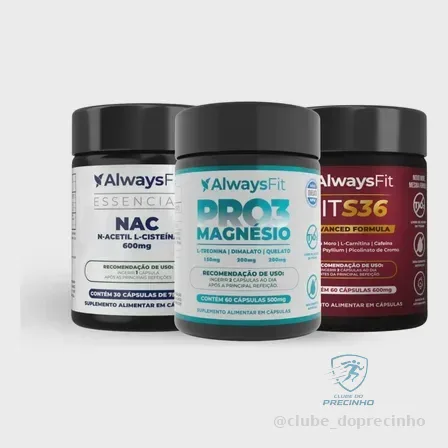 Kit Desintoxique Alwaysfit Pro3 Magnésio + NAC e Fits36 sem sabor Mercado Livre