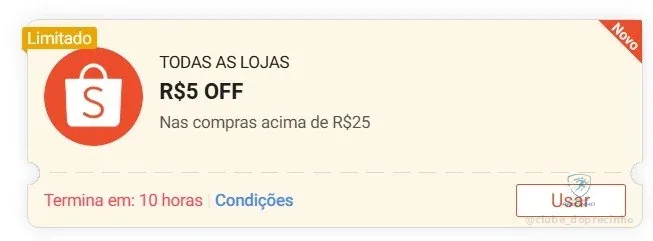 🔥 Cupom Shopee