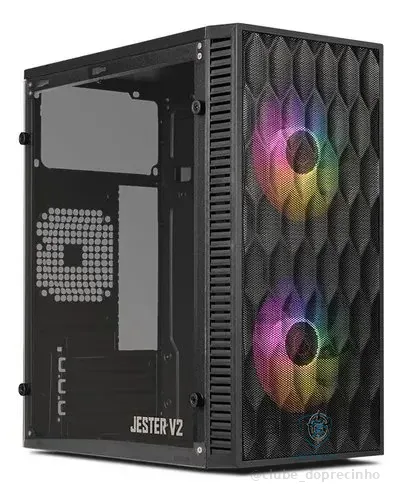 Gabinete Gamer Tgt Jester V2 Preto Mini-tower Com Acrílico E 2 Fans Rainbow