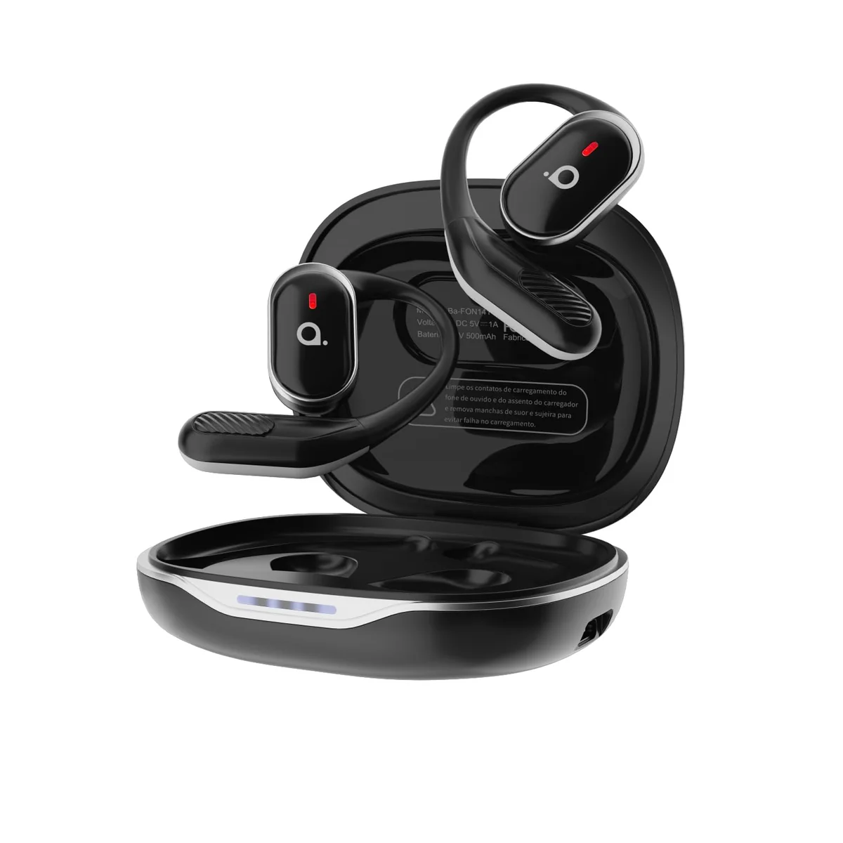 Fone De Ouvido Bluetooth Esportes, Basike T6, IPX5/OWS Fone de Ouvido Estéreo Hi-Fi, Suporta Chamadas de Voz, 60 Horas em Standby Para Corrida e Exercícios ao Ar Livre (Preto)