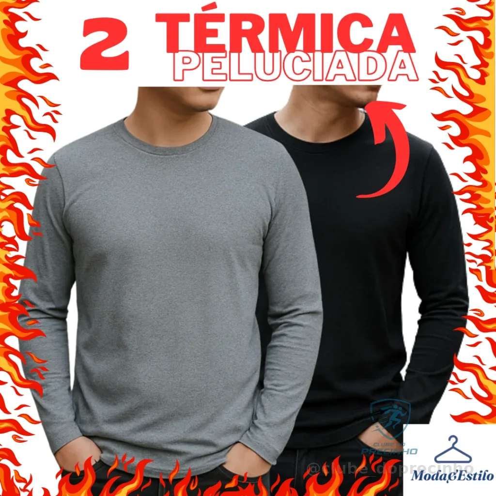 KIT C/2 Blusa de Frio Masculina Segunda Pele Térmica Pelúcida Inverno Manga longa Shopee