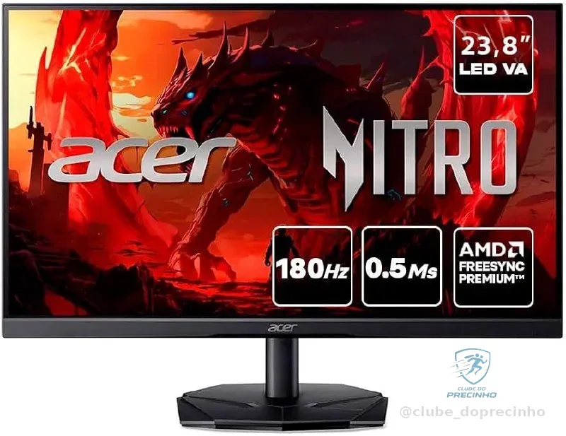 Monitor Acer Nitro 23.8" Full HD LED VA 180 Hz 0.5ms HDMI AMD FreeSync Premium Preto Mercado Livre