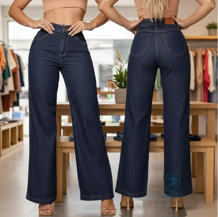 Calça Jeans Wide Leg Pantalona Cintura Alta Jeans 100% Mercado Livre