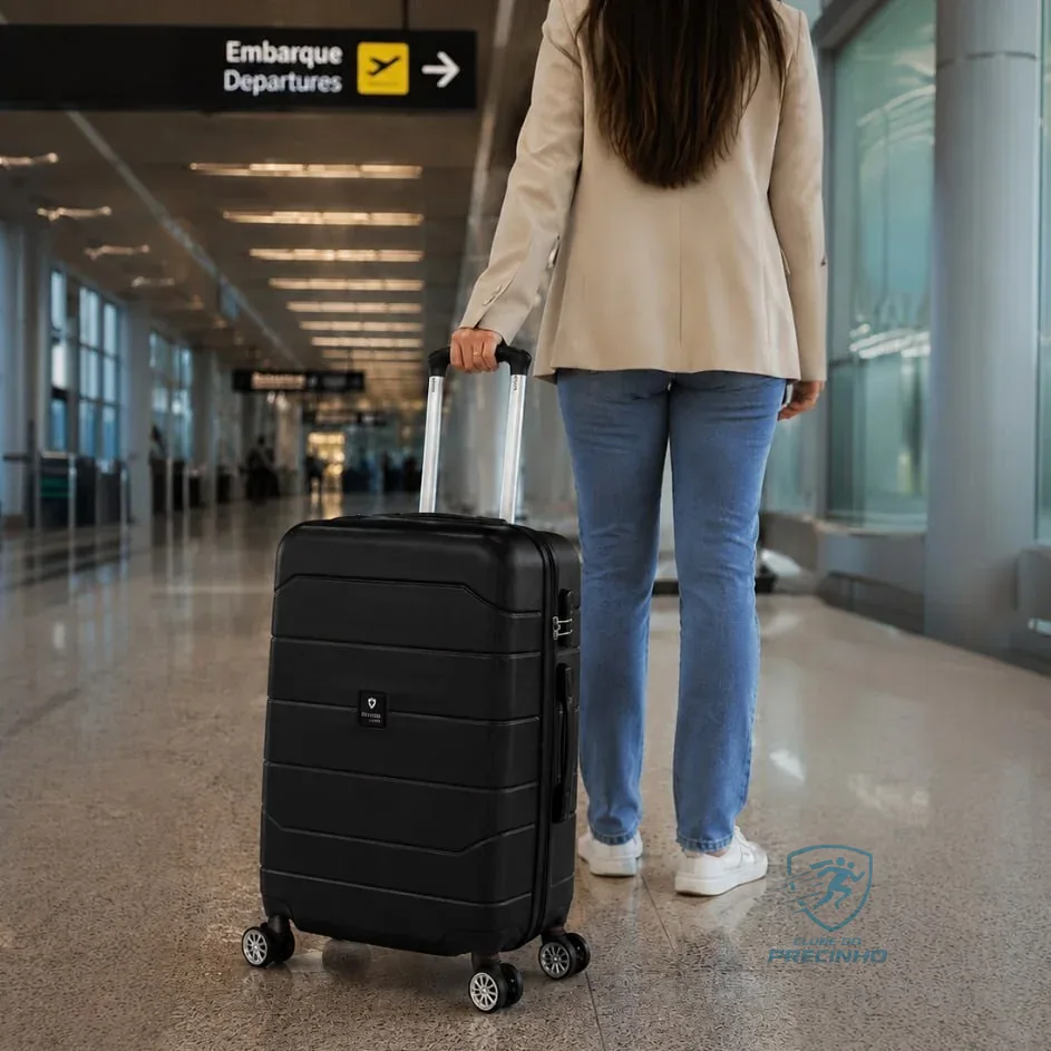 Mala de viagem 23kg média Londres Swiss Move Preto Mercado Livre