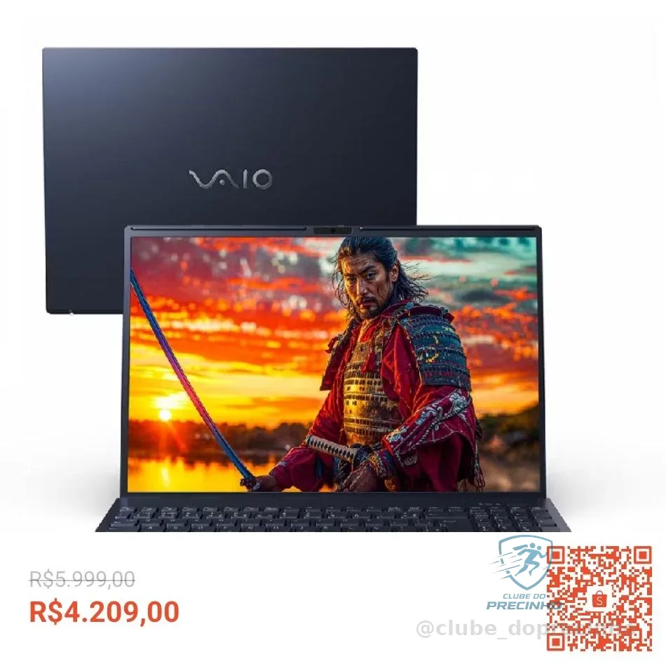 Notebook VAIO FE16 AMD Ryzen 7-5825U Linux 24GB RAM 512GB SSD 16" IPS WUXGA Antirreflexo - Cinza
