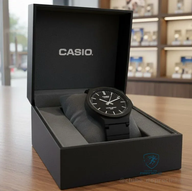 Casio Relógio unissex MW-240-1EVCF clássico analógico mostrador quartzo preto, Preto/prata, Relógio de quartzo